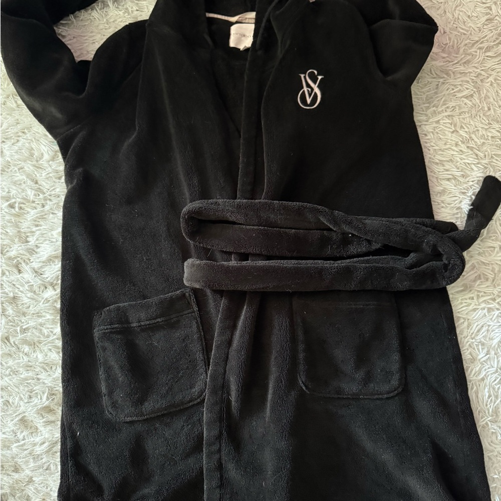 Victoria's Secret Black Plush Robe